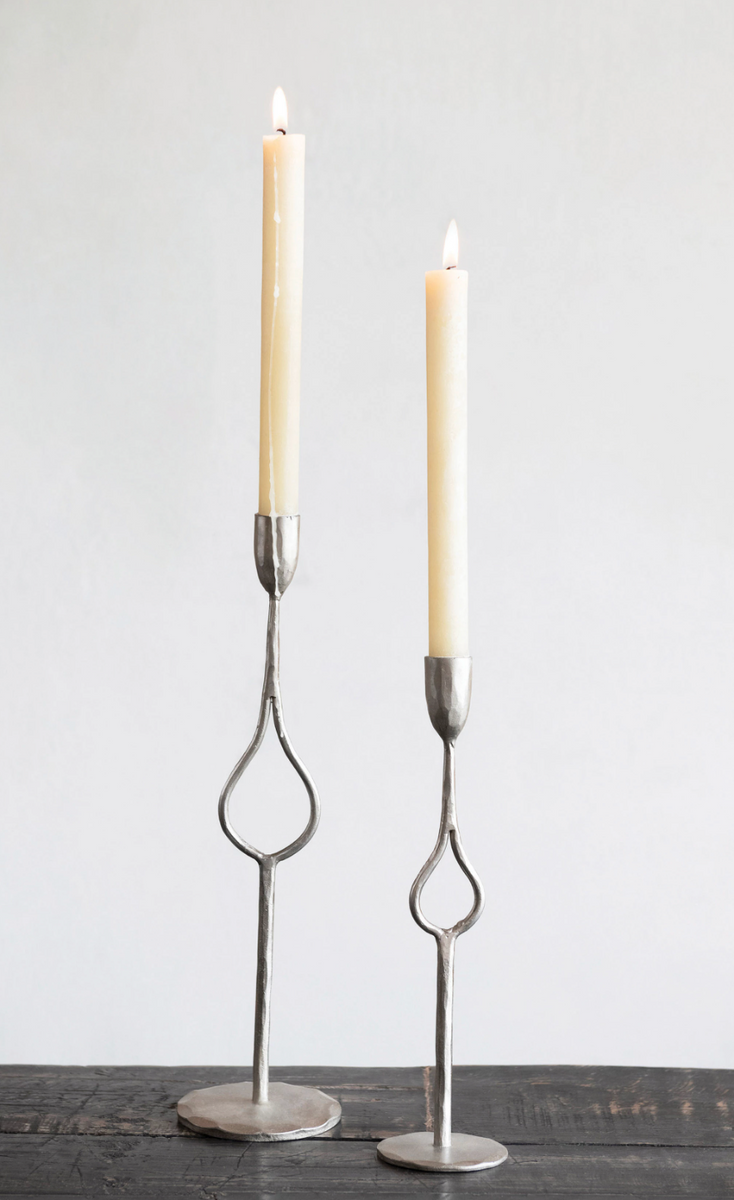IRON TAPER HOLDERS IN ANTIQUE SILVER La Bella Maison