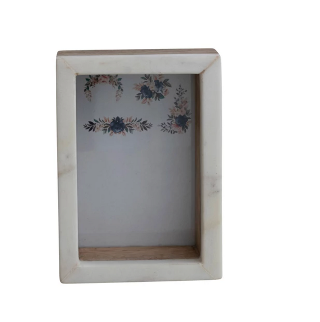 MARBLE AND MANGO WOOD SHADOW BOX PHOTO FRAME- IN STORE PICK UP ONLY!