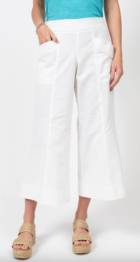 IVY JANE LINEN SLOUCH POCKET PANT IN WHITE