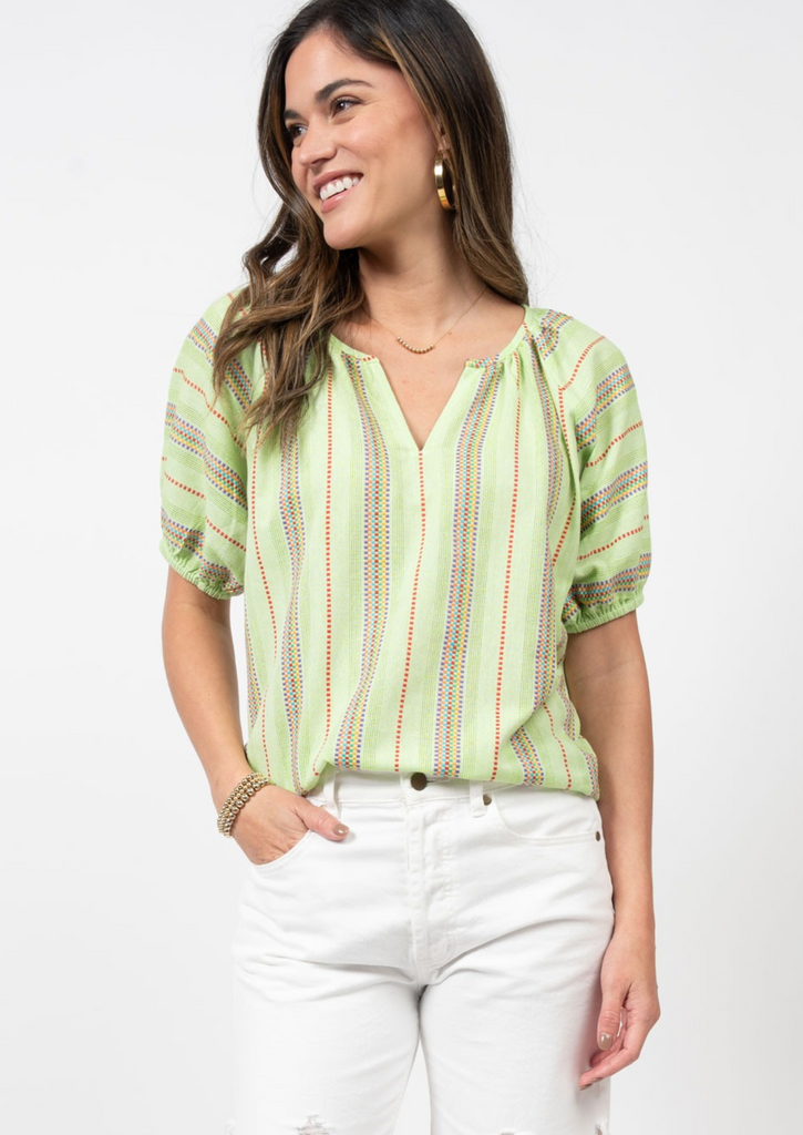 IVY JANE PRIMARY STRIPE TOP IN GREEN
