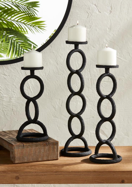 BLACK CHAIN LINK CANDLESTICK - 3 SIZES AVAILABLE