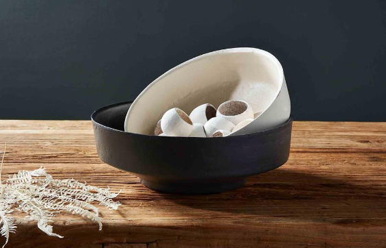 BLACK WHITE PAPER MACHE BOWLS- IN STORE PICK UP ONLY!