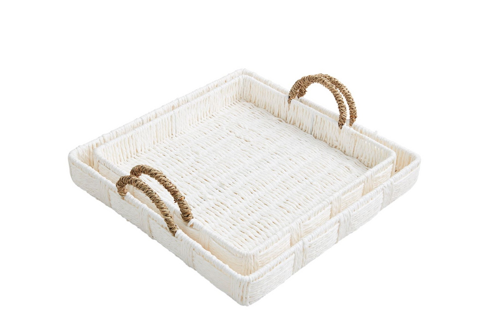 WHITE WOVEN TRAY - 2 SIZES AVAILABLE