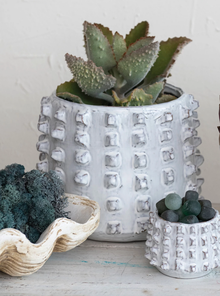STONEWARE SCULPTURAL PLANTER - REACIVE GLAZE - IN STORE PICK UP ONLY!