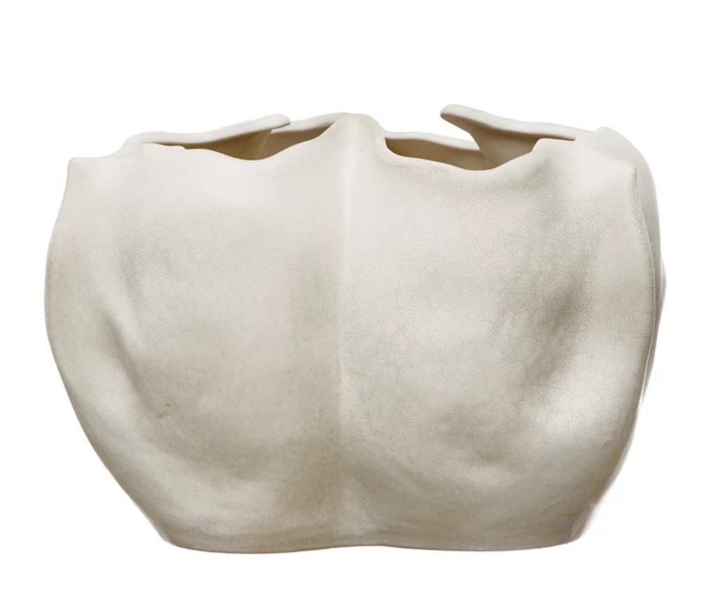 STONEWARE ORGANIC SHAPED PLANTER - MATTE CREAM COLOR - IN STORE PICK UP ONLY!