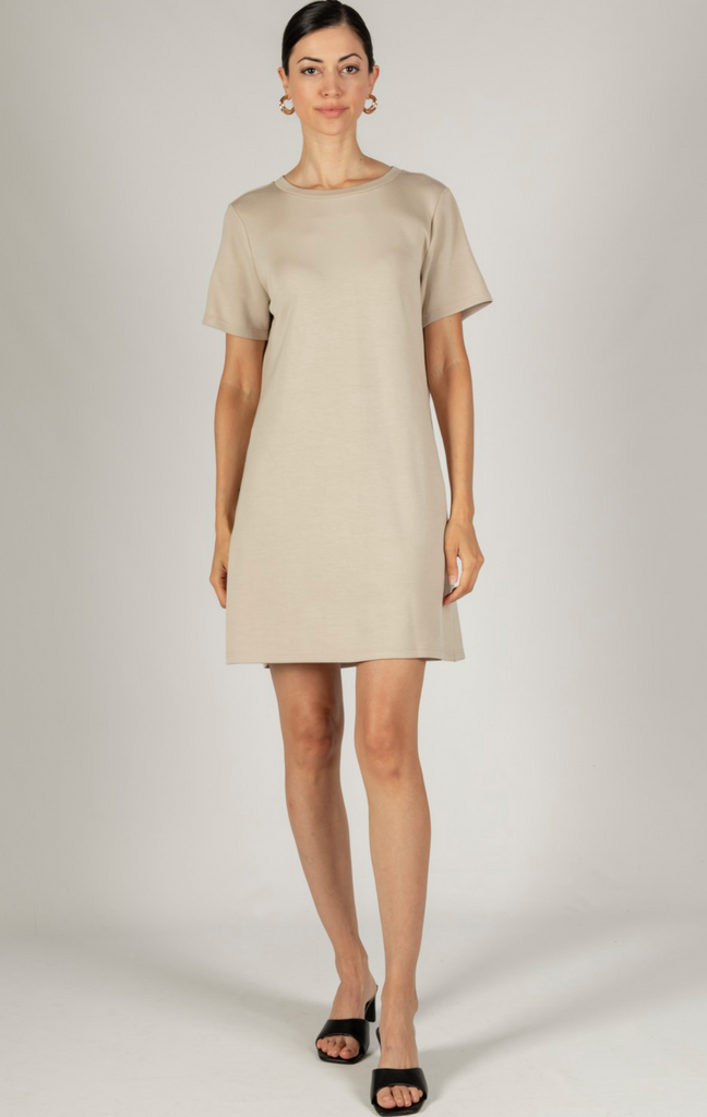 BUTTER MODAL SHORT SLEEVE DRESS IN TAUPE