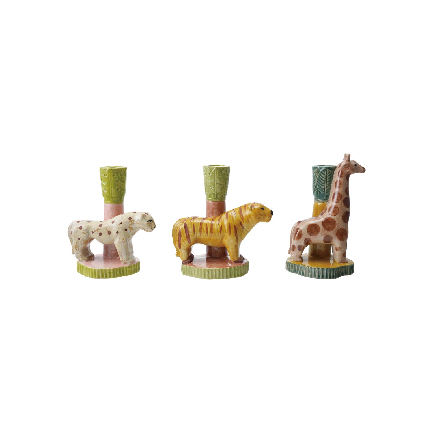 Handmade Stoneware Safari Animal Taper Holder, 3 Styles
