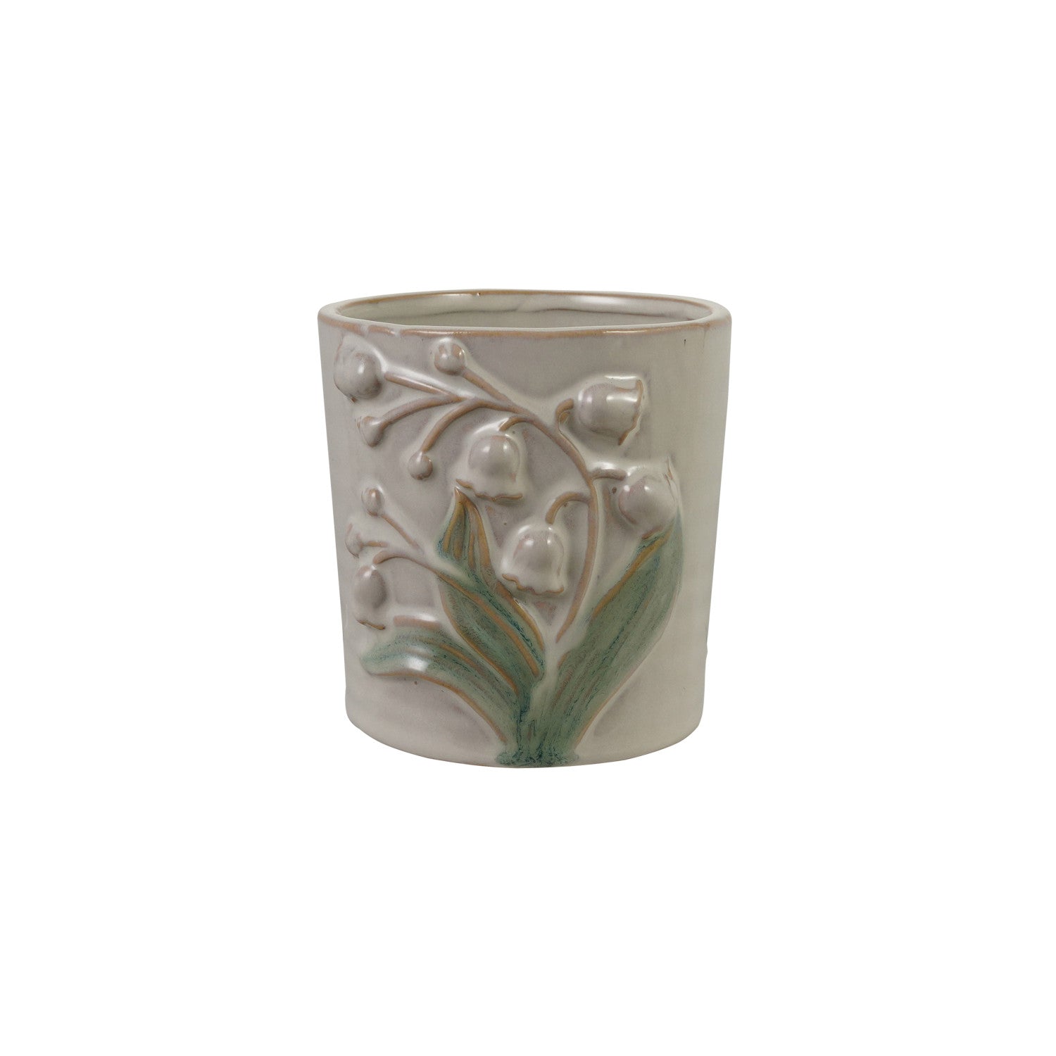 Hand-Painted Embossed Stoneware Planter (Holds 3" Pot) (Each Varies)