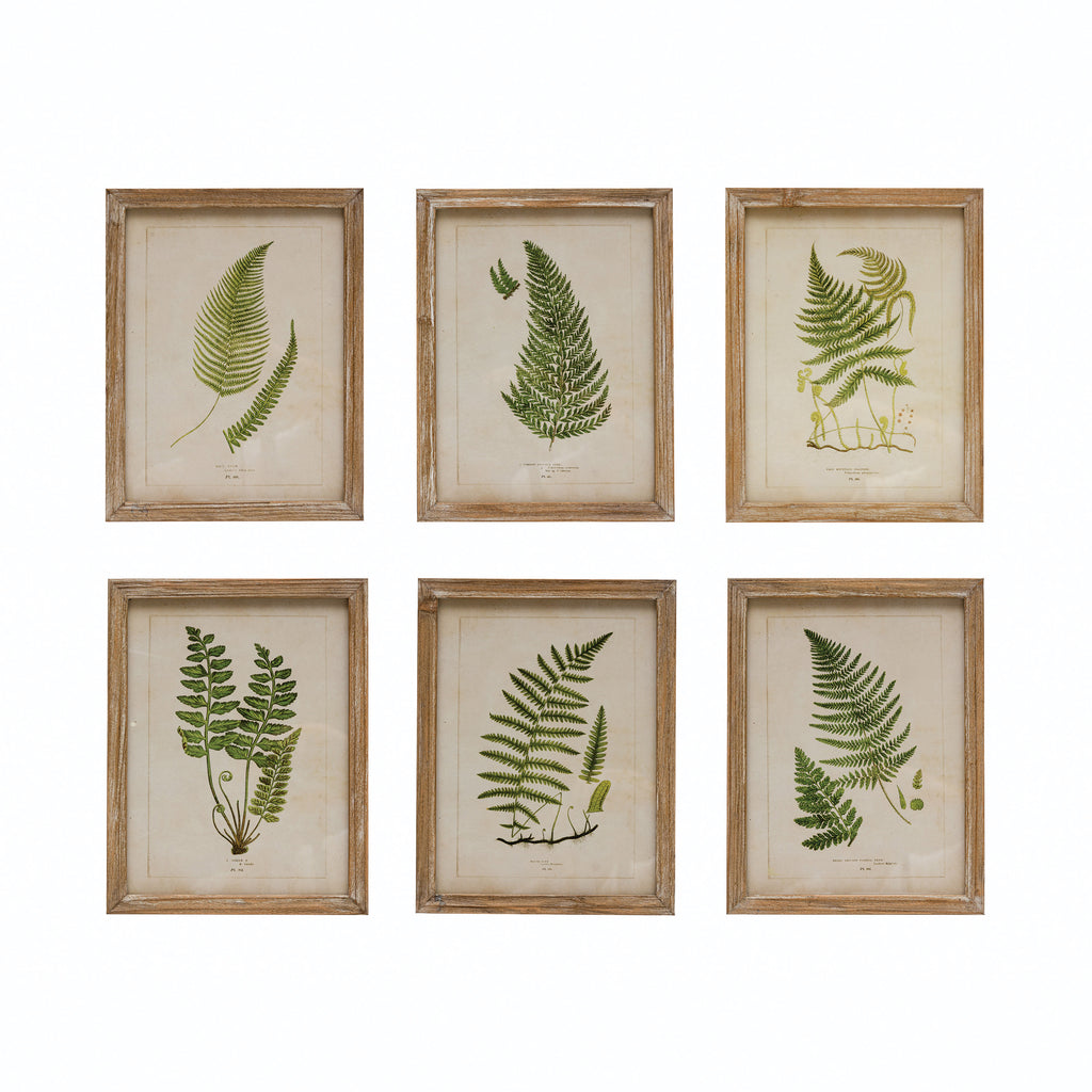 WOOD FRAMED GLASS WALL DECOR WITH FRONDS- IN STORE PICK UP ONLY!