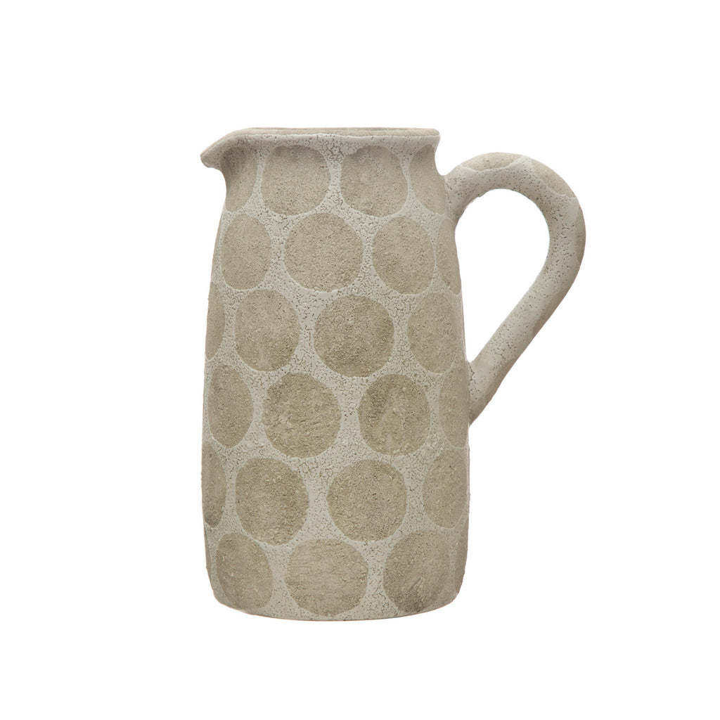 DECORATIVE PITCHER VASE WITH WAS RELIEF DOTS- IN STORE PICK UP ONLY!