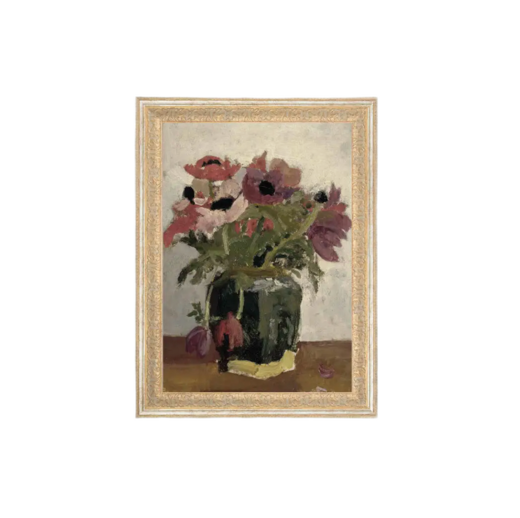 MAUVE FLORAL FRAMED ANTIQUE ART - 10X12 - IN STORE PICK UP ONLY!