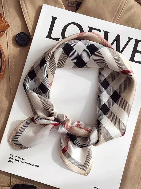 SQUARE VINTAGE PLAID SCARF - KHAKI