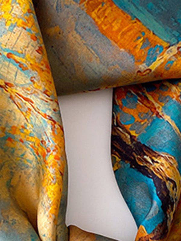 SQUARE PRINT SCARF - YELLOW