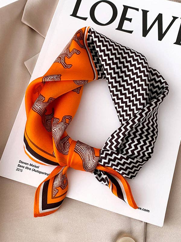 SQUARE ANIMAL PRINT SCARF - ORANGE