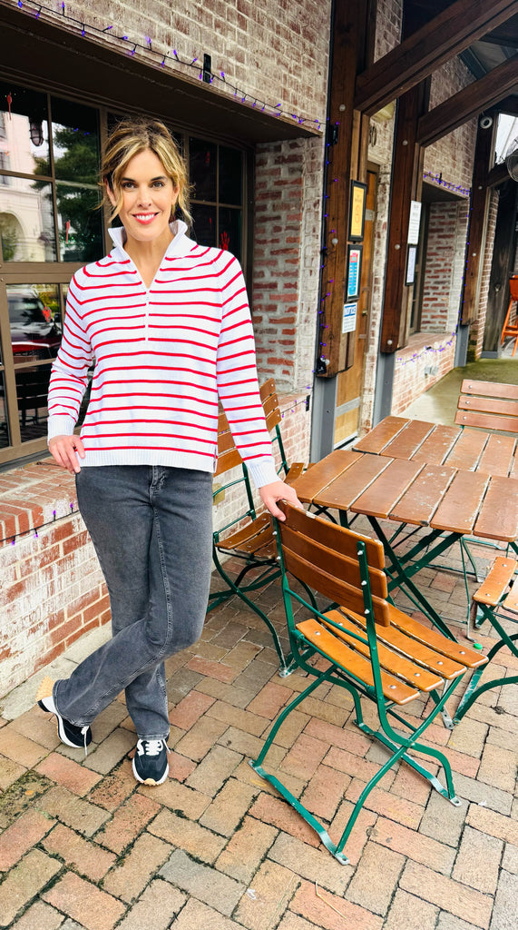 LONG SLEEVE GEORGIA SWEATER - RED