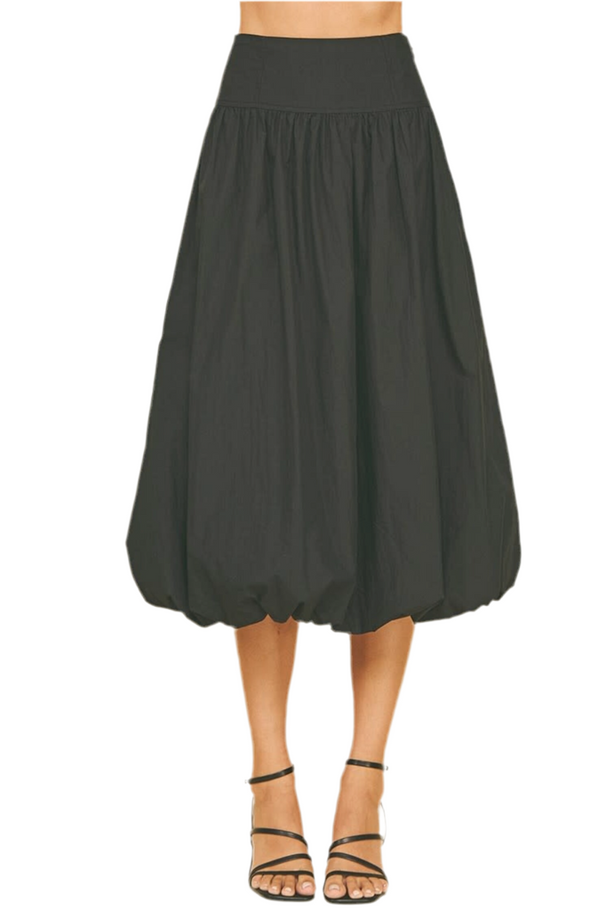 BUBBLE HEM SKIRT - BLACK