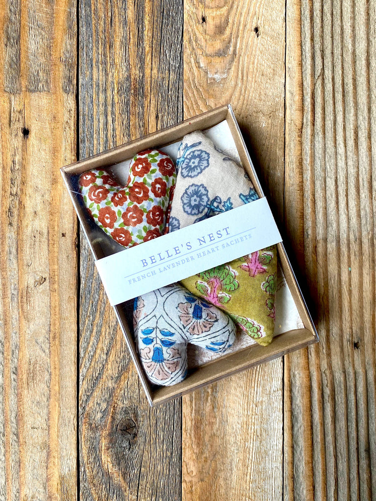 BOXED SET OF 4 LAVENDER HEART SACHETS