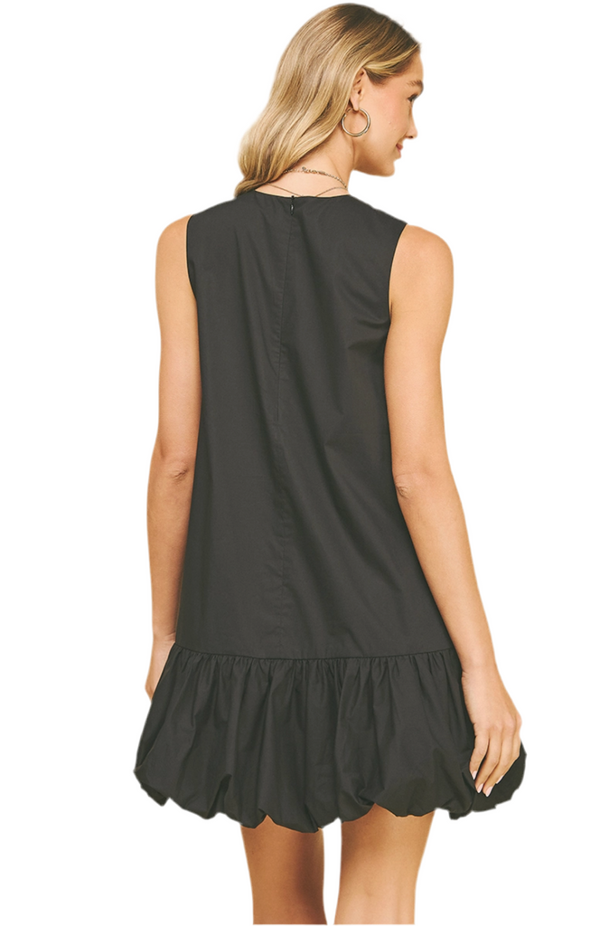 BUBBLE HEM MINI DRESS - BLACK