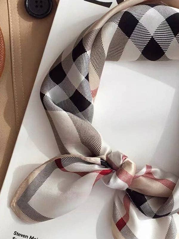SQUARE VINTAGE PLAID SCARF - KHAKI