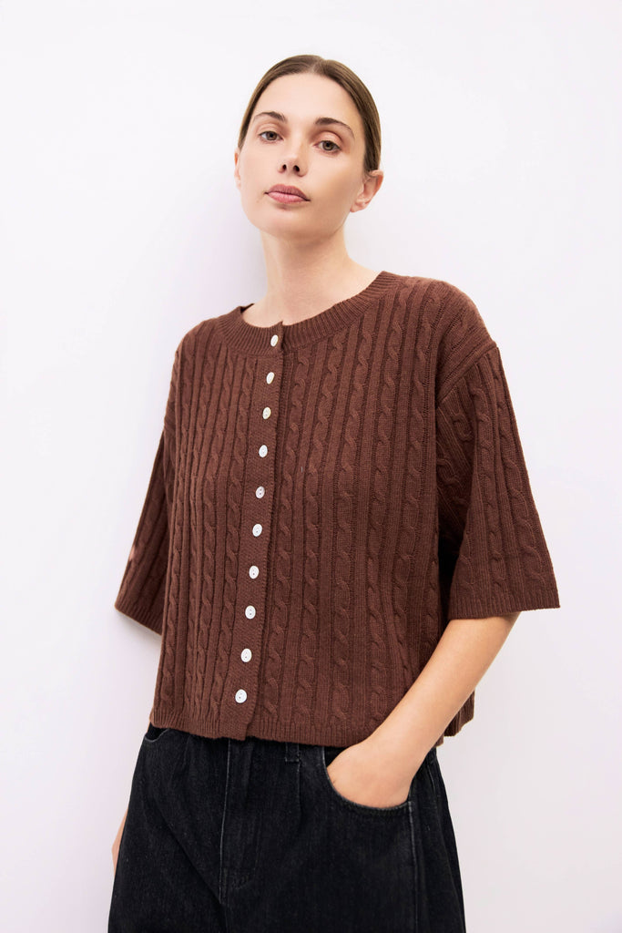 POPPY CARDIGAN - BROWN