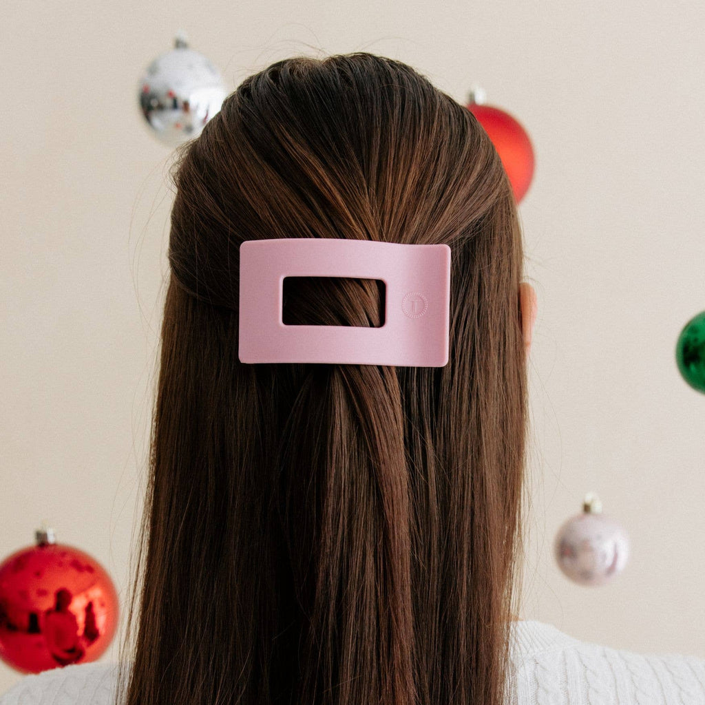 FLAT RECTANGLE HAIR CLIP - SMALL MERRY PINKMAS