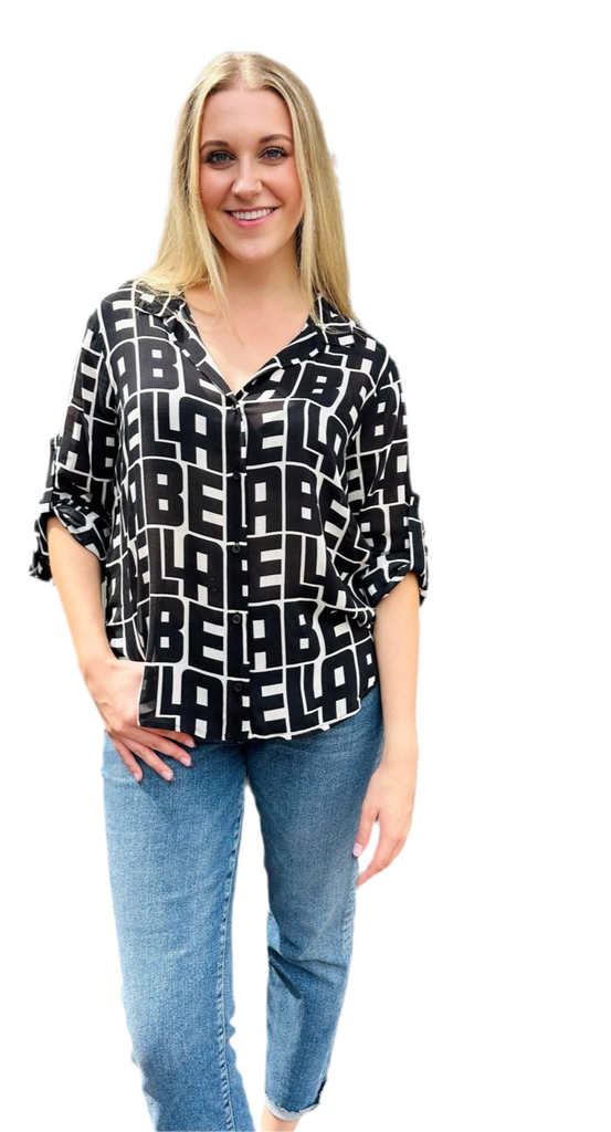 BELLA DAHL CAPRI BUTTON DOWN TOP - BELLA PRINT