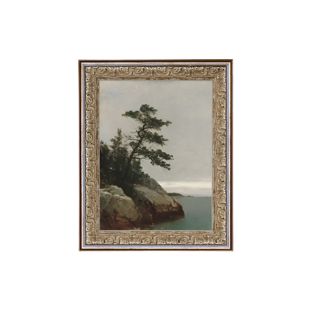 OCEAN SIDE FRAMED ANTIQUE ART - 12X16 - IN STORE PICK UP ONLY!