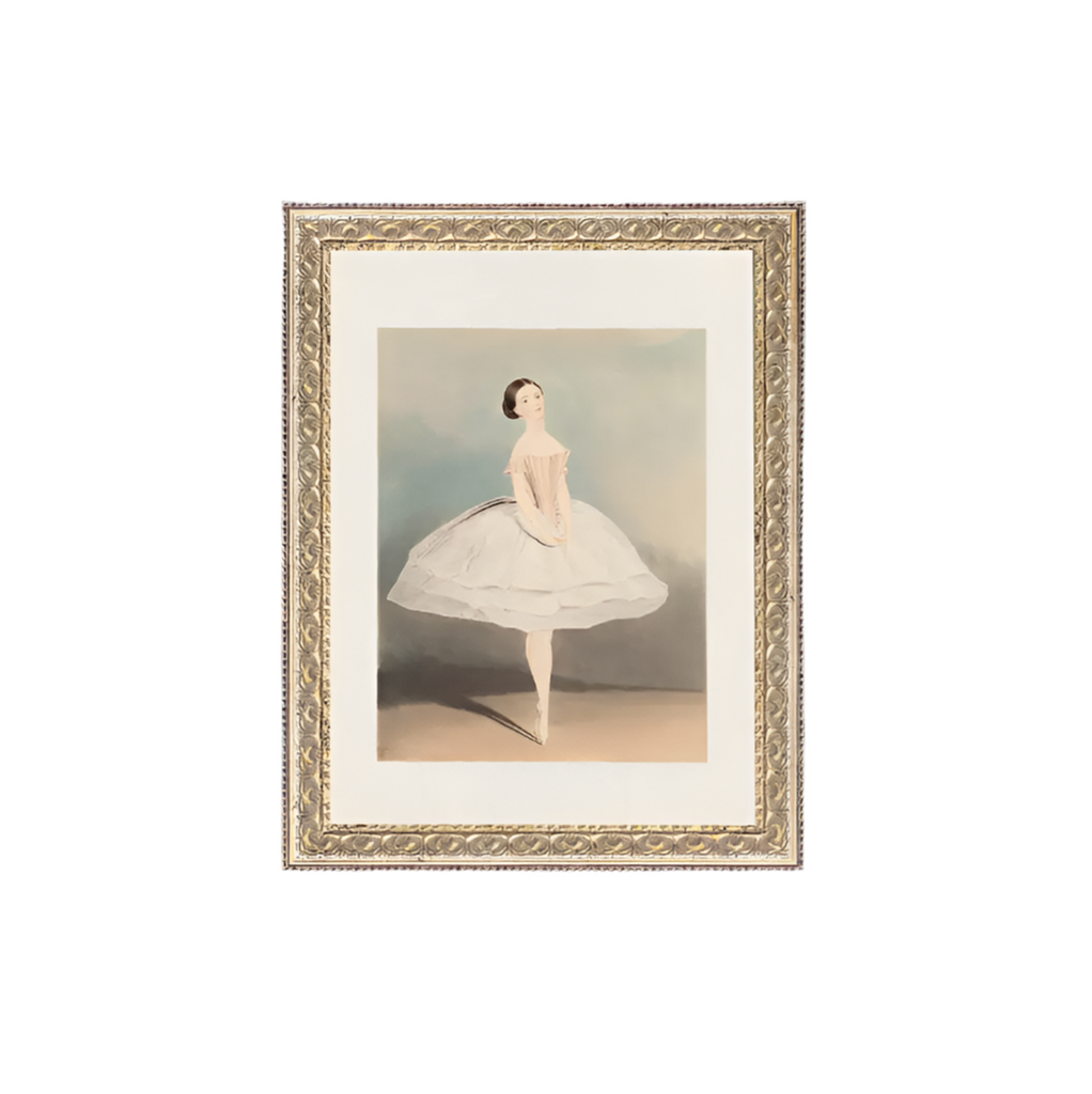 BALLERINA FRAMED ANTIQUE ART - 12X16 - IN STORE PICK UP ONLY!