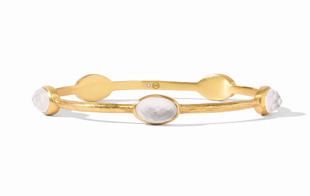 JULIE VOS IVY STONE BANGLE IRIDESCENT CLEAR CRYSTAL