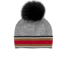 HAT WITH CONTRAST CUFF FOX PUFF