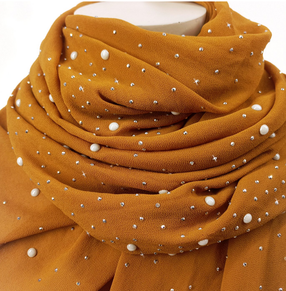 EMBELLISHED COFFEE SCARF