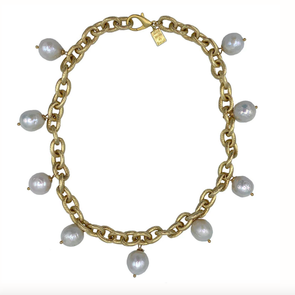 LINK ETCHED MATCH GOLD NECKLACE WITH PEARLS