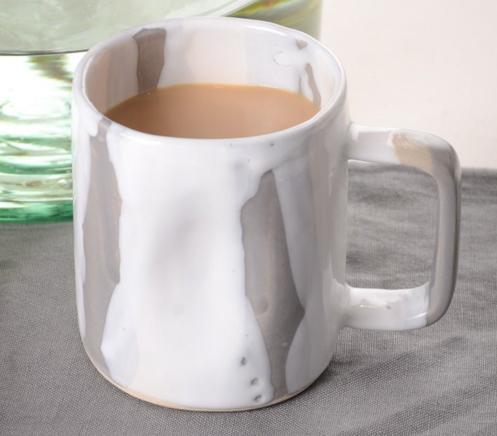 SHORT MUG IN GREY AND WHITE STRIPE- IN STORE PICK UP ONLY!