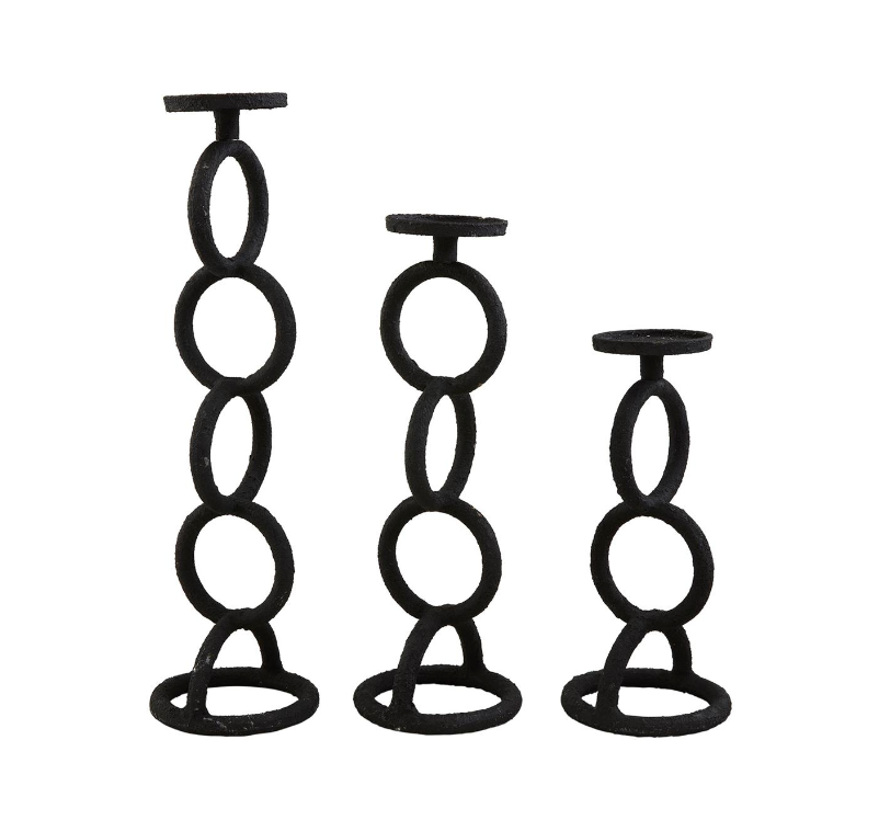 BLACK CHAIN LINK CANDLESTICK - 3 SIZES AVAILABLE