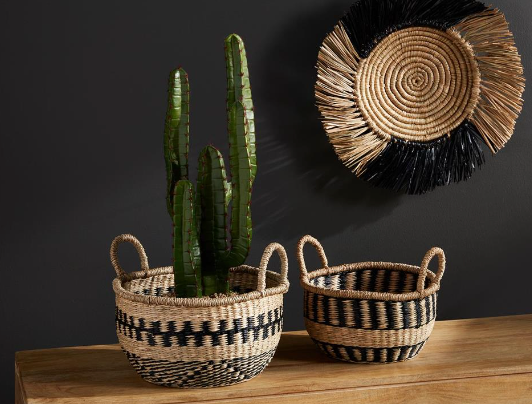 NATURAL BLACK BASKET - 2 SIZES AVAILABLE