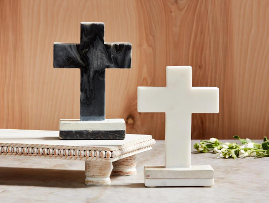 WHITE OR GRAY MARBLE WOOD CROSSES