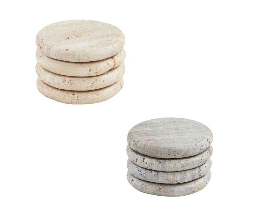 CREAM OR GRAY TRAVERTINE COASTERS- IN STORE PICK UP ONLY!