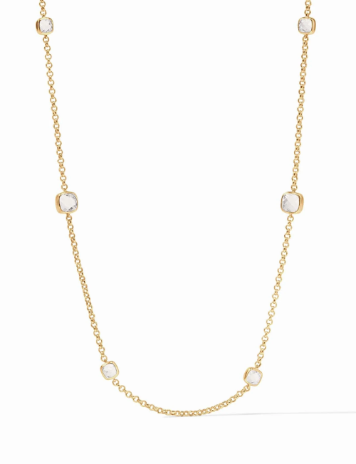 JULIE VOS AQUITAINE STATION NECKLACE - CLEAR CRYSTAL