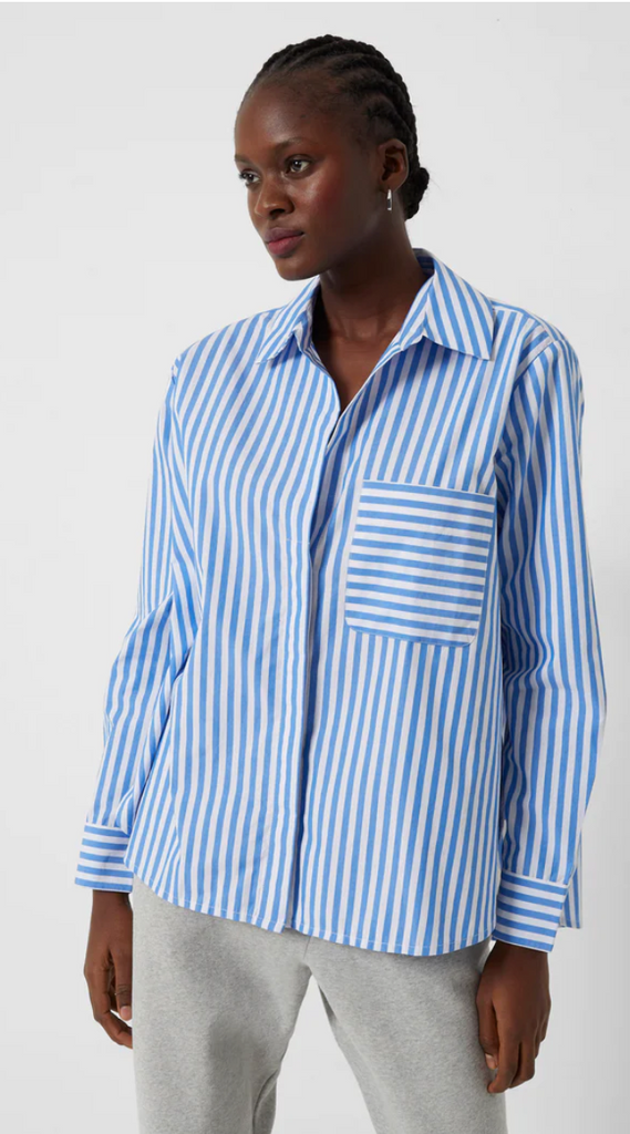 THICK STRIPE RELAXED POP OVER - BLUE