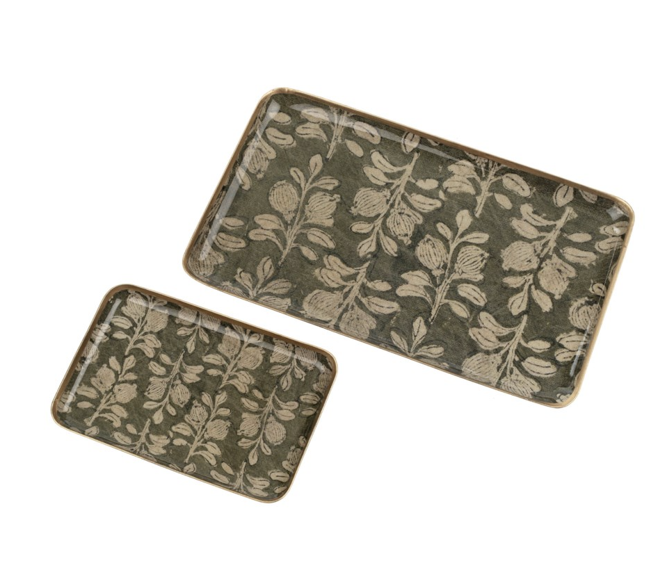 ARBOR ENAMELED TRAY - GREEN - 2 SIZES AVAILABLE