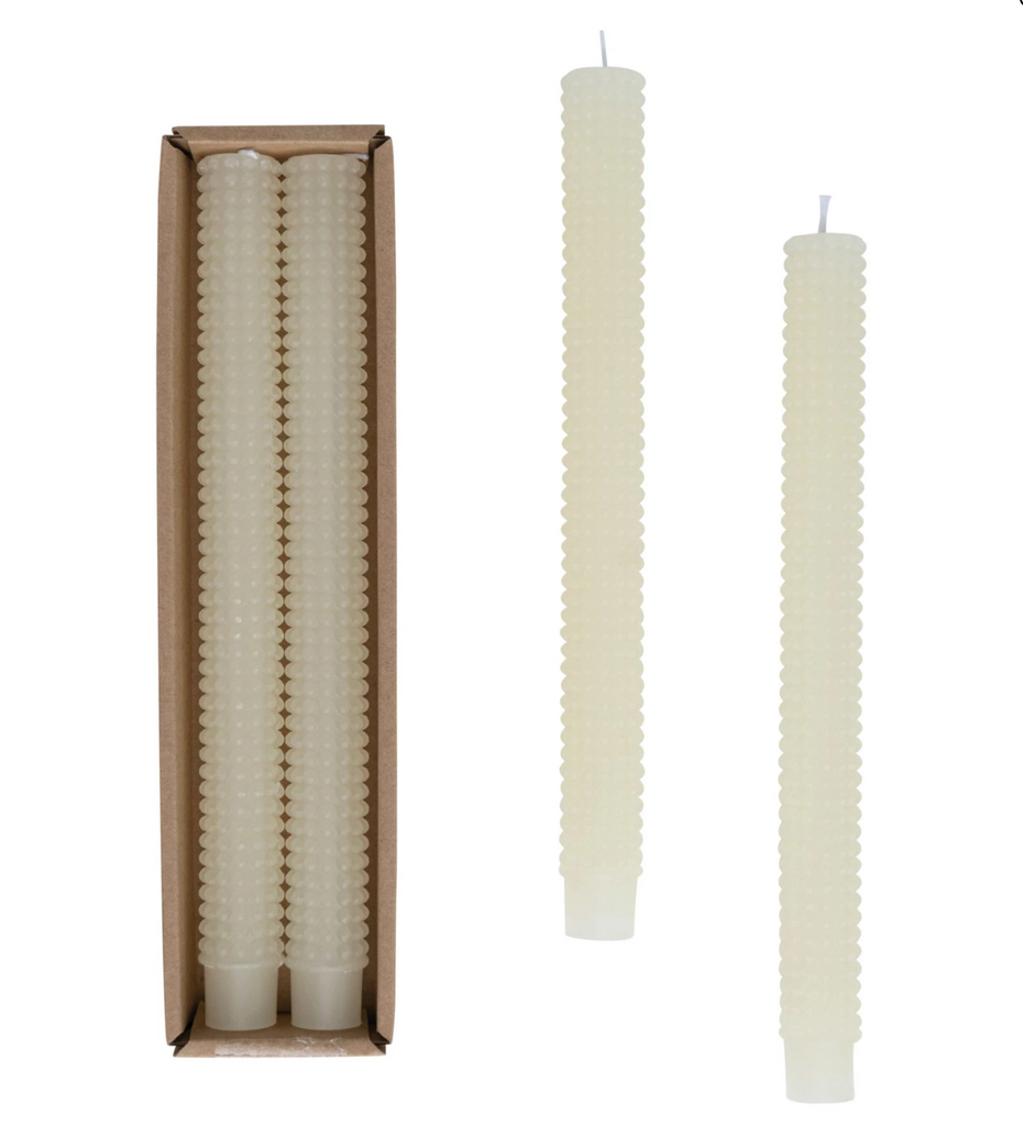 UNSCENTED HOBNAIL TAPER CANDLES IN BOX