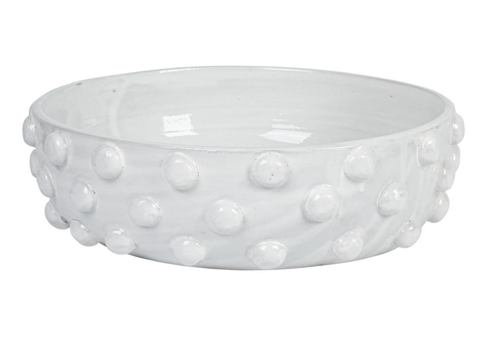 DECORATIVE TERRA-COTTA BOWL WITH RAISED DOTS - IN STORE PICK UP ONLY!