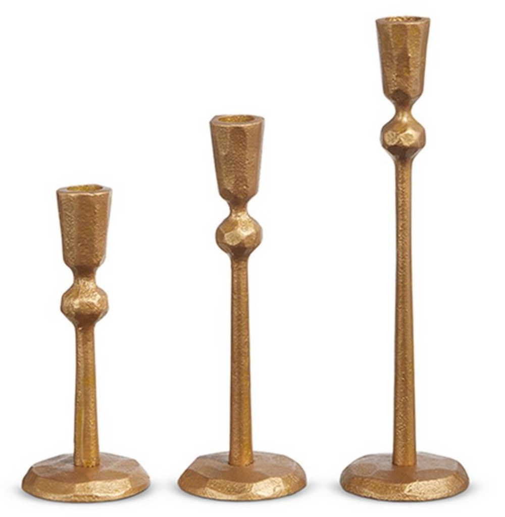 HAMMERED GOLD CANDLE STICKS - 3 SIZES AVAILABLE
