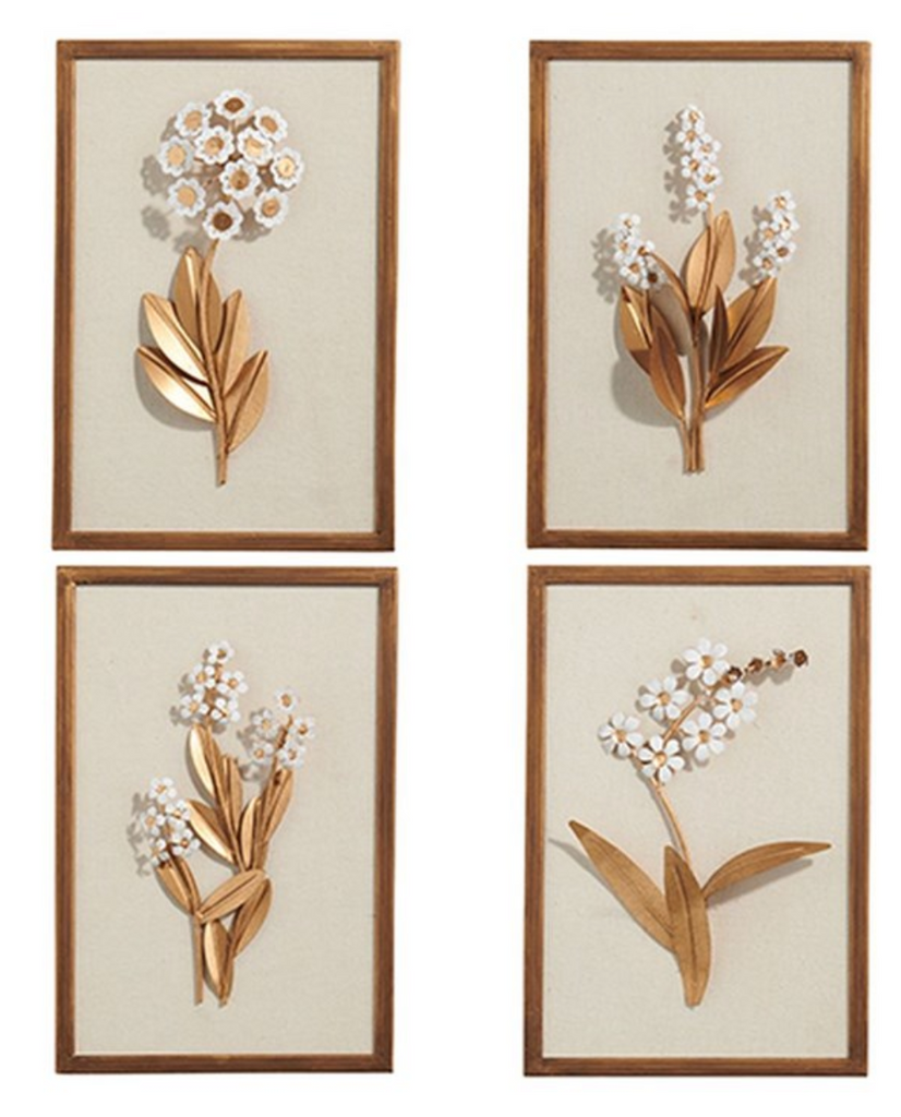 PRESSED METAL FLOWER FRAMED WALL ART - 4 STYLES AVAILABLE