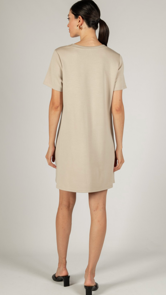 BUTTER MODAL SHORT SLEEVE DRESS IN TAUPE
