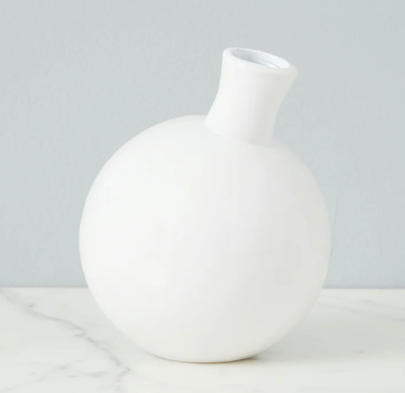 WHITE SPHERE BUD VASE- IN STORE PICK UP ONLY!