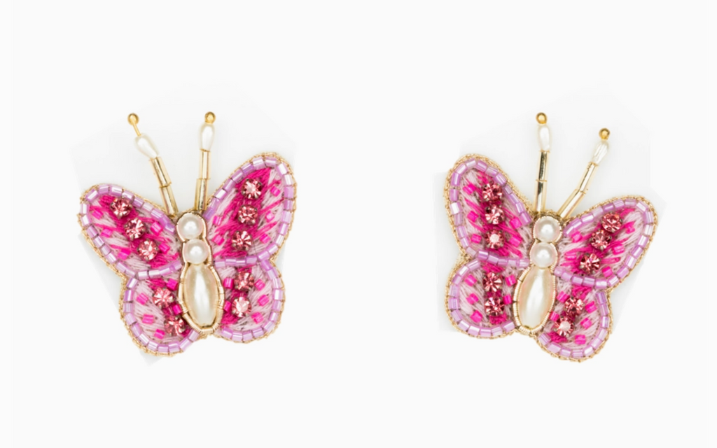 PINK PEARL BUTTERFLY STUDS
