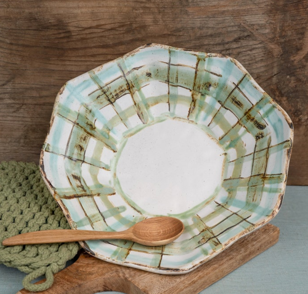 ETTA B SPRING PLAID OCTAGON BOWL - IN STORE PICK UP ONLY!