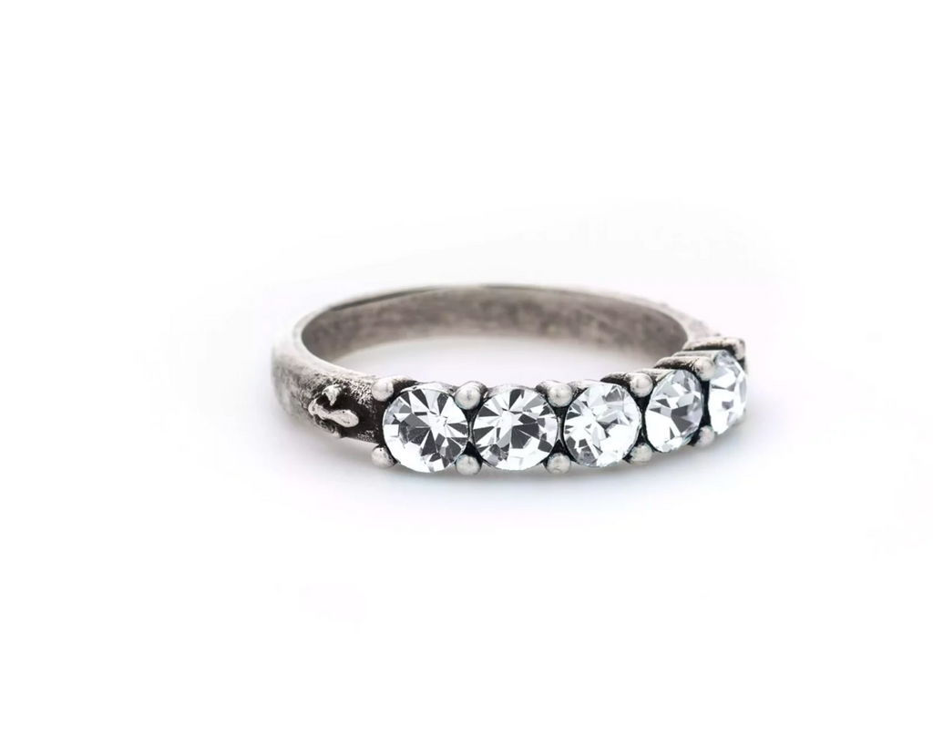 FRENCH KANDE CINQ AUSTRALIAN CRYSTAL RING SILVER