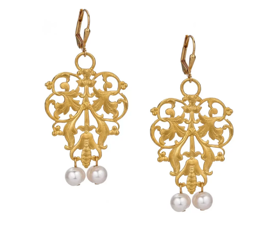 FRENCH KANDE ARLISE EARRINGS GOLD WITH CRYSTALS
